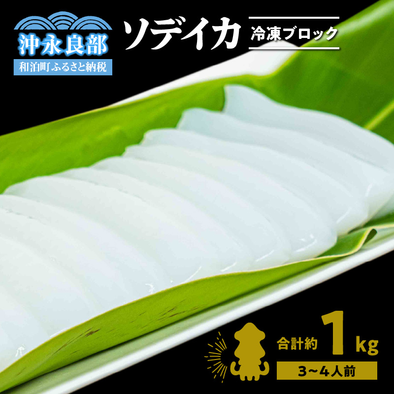 冷凍保存ＯＫ！エメラルドブルーの美しい海で育ったおいしいソデイカ冷凍ブロック約１キロ（3～4人前）！