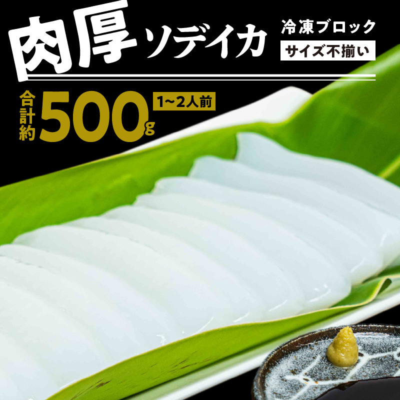 冷凍保存ＯＫ！エメラルドブルーの美しい海で育ったおいしいソデイカ冷凍ブロック約500グラム（１～２人前）！