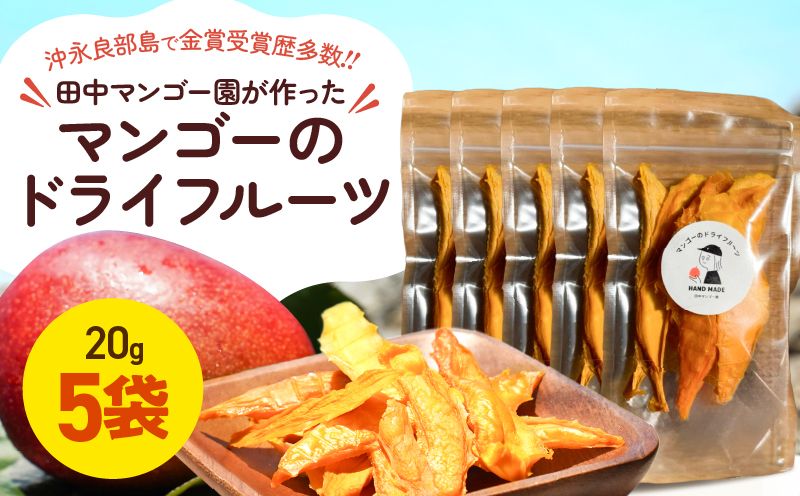 【先行受付】田中マンゴー園が作ったマンゴーのドライフルーツ 20g×5袋　W001-013-01
