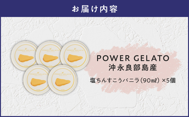 POWER GELATO 沖永良部島産（塩ちんすこうバニラ）90ml×5個入り　W066-004-01