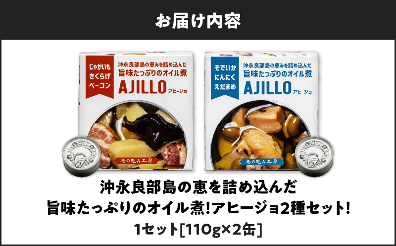 沖永良部島の恵を詰め込んだ旨味たっぷりのオイル煮！アヒージョ2種セット！×1セット　W011-100u