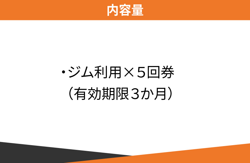 フィットネスジム利用券 5回券（有効期限3か月）　C040-001