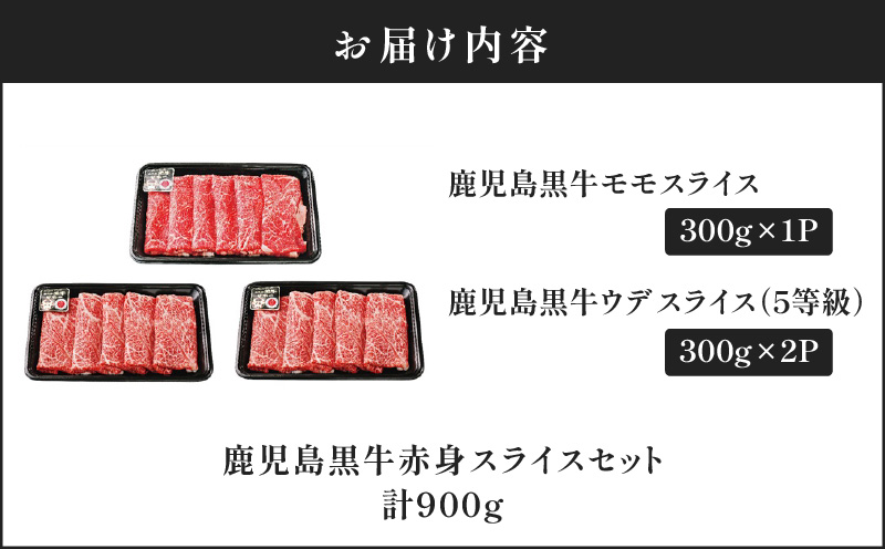 鹿児島黒牛赤身スライスセット 計900g（A-3101）　C069-003