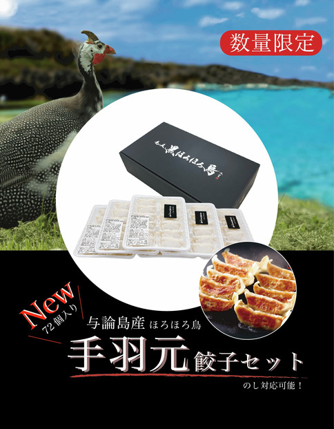 与論島産　ほろほろ鳥の手羽元餃子セット（12個入り）×6pc
