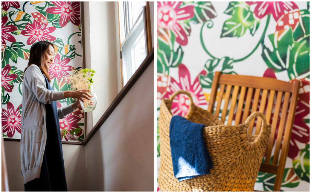 紅型壁紙 2m FORZA フォルザ | 紅琉 BINRYU アラヤプランニング株式会社 | 沖縄 伝統工芸 びんがた 紅型 | 防炎 抗菌 壁紙 | テキスタイル インテリア モダン ナチュラル | 柄 花柄