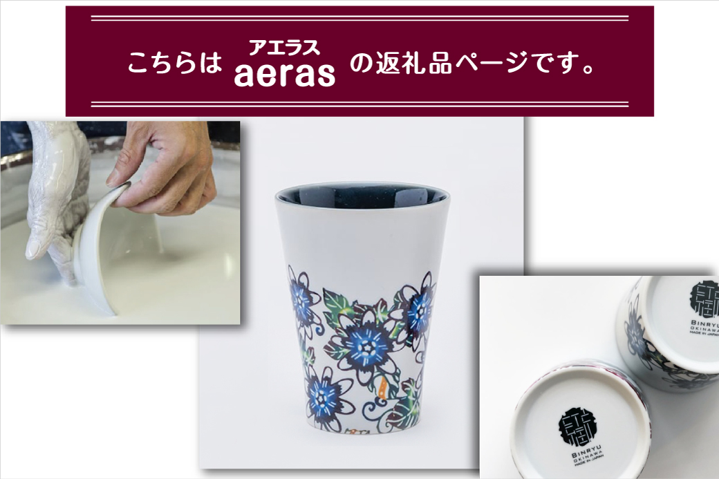 【アエラス】有田焼 ビアグラス | 紅琉 BINRYU アラヤプランニング株式会社 | 沖縄 伝統工芸 びんがた 紅型 | 柄 花柄 | 磁器 ビアカップ ビールグラス