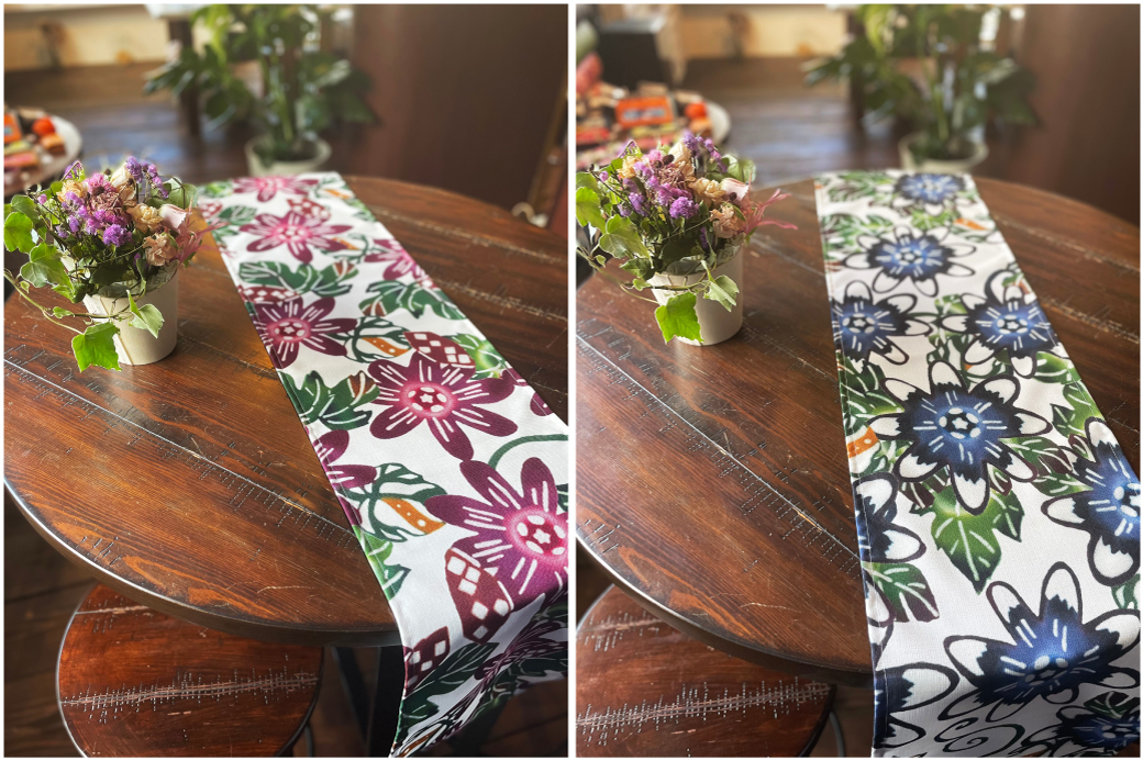 【フォルザ】テーブルランナー | 紅琉 BINRYU アラヤプランニング株式会社 | 沖縄 伝統工芸 びんがた 紅型 | テキスタイル 柄 花柄 | テーブルランナー テーブルセンター ティーランナー センタークロス 食卓飾り布 ベッドスプレッド