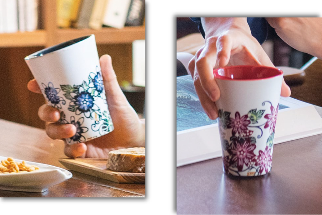 【クオーレ】有田焼 ビアグラス | 紅琉 BINRYU アラヤプランニング株式会社 | 沖縄 伝統工芸 びんがた 紅型 | 柄 花柄 | 磁器 ビアカップ ビールグラス