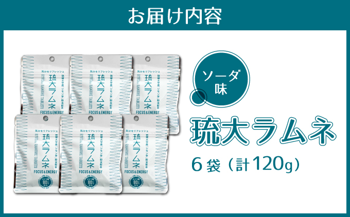 琉大ラムネ 6袋セット 1袋20g (約20粒) ソーダ味 | 琉球大学農学部 | 琉球大学ブランド商品開発支援事業 | シモン芋 栄養価高い リフレッシュ | 沖縄県 宜野湾市 送料無料