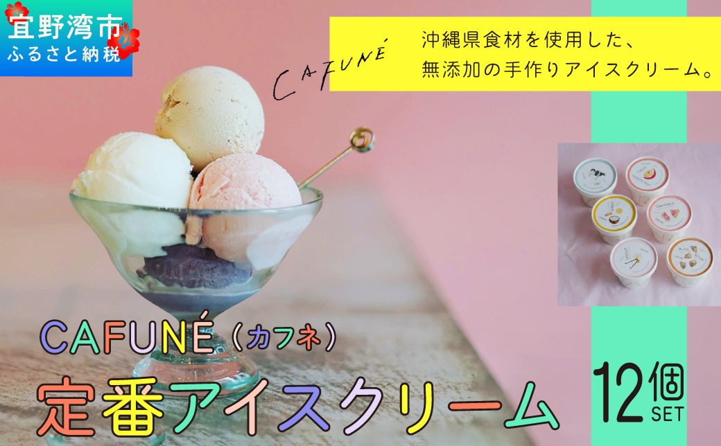 添加剤不使用 CAFUNÉ アイスクリーム 12個セット | 沖縄の食材 国産 厳選素材 手づくり アイス クラフトアイスクリーム | デザート アレンジ 贈り物 ギフト | 沖縄県 宜野湾市 送料無料