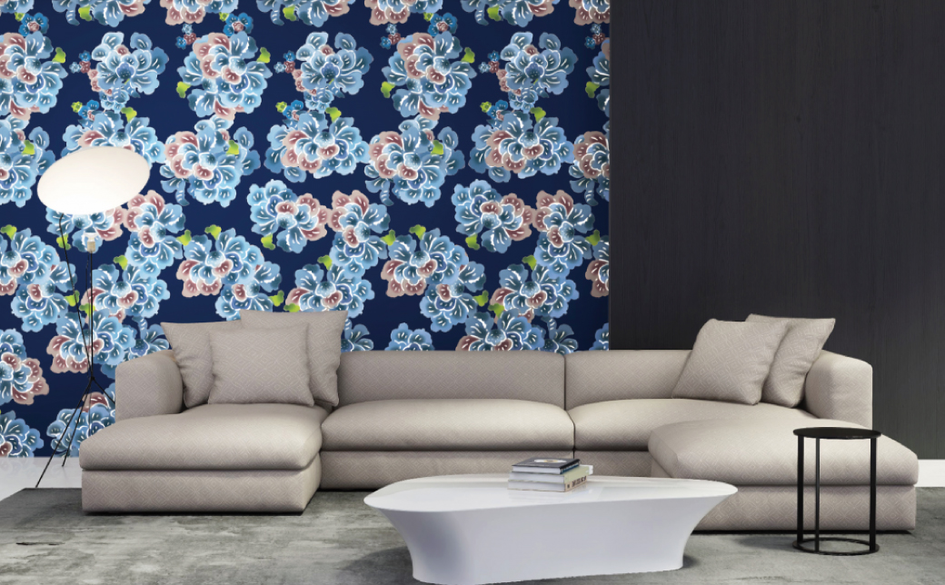 紅型壁紙 2m CUORE クオーレ | 紅琉 BINRYU アラヤプランニング株式会社 | 沖縄 伝統工芸 びんがた 紅型 | 防炎 抗菌 壁紙 | テキスタイル インテリア モダン ナチュラル | 柄 花柄