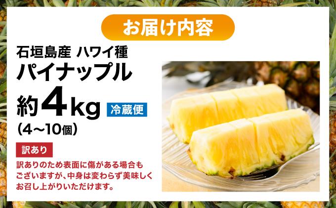 【2026年4月中旬発送】訳あり 石垣島産 ハワイ種パイナップル 約4kg（4～10個）KP-02 | ふるさと納税 パイナップル 産地直送 フルーツ 果物 パイン 石垣 沖縄 沖縄県石垣市 石垣島