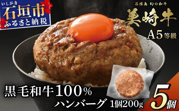 美崎牛 100％ ハンバーグ 200g×5個 | 沖縄のブランド牛「美崎牛」を贅沢に使用したご当地グルメ 牛肉 和牛 黒毛和牛 沖縄 石垣 A5 オーガニック 幻の和牛 ハンバーグ