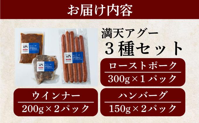 満天アグー 3種セット (ローストポーク 300g ハンバーグ 150g×2 ウインナー 200g×2) | ふるさと納税 沖縄県 石垣市 石垣 沖縄 石垣島 ふるさと 人気 送料無料 アグー 豚 豚肉 ポーク