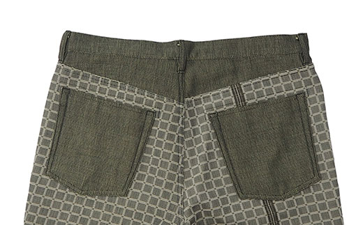 みんさー織 総手織りパンツ（楕円ヒチガーラ  グレイッシュ）Lサイズ AZ-66-1