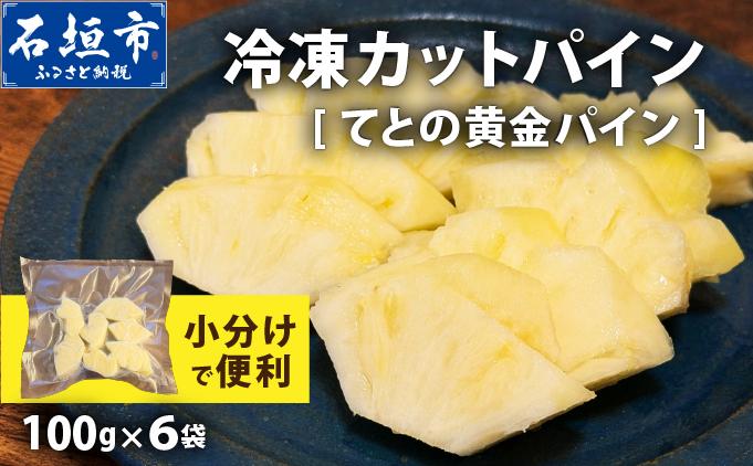 《6月以降発送》袋をあければそこは南国！完熟てとの黄金パインをカットして小分けでお届け！ 100g×6パック  TF-106 冷凍カットパイン（てとの黄金パイン）100g×6袋 | 沖縄県 石垣市 石垣島 南国 フルーツ 冷凍
