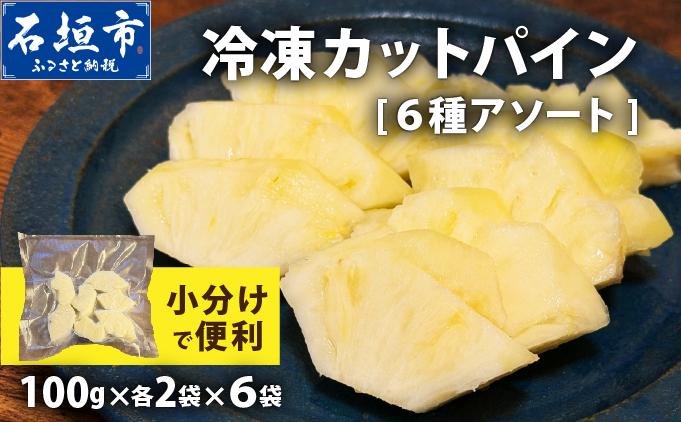 《7月以降発送》袋をあければそこは南国！ 贅沢に完熟パイン6種類をカットして小分け、詰め合わせを大容量でお届け！ 100g各2パックずつ×6種類 合計12パック  TF-110 冷凍カットパイン（6種アソート）100g×各2袋×6種 | スナックパイン ピーチパイン ジュワリーパイン てとの黄金パイン ゴールドバレル サンドルチェ アソート 南国 フルーツ 沖縄県 石垣市 石垣島