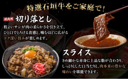 【2026年2月以降順次発送】希少な特選石垣牛をご家庭で！！切り落とし焼き肉用とスライスの食べ比べ 合計600g &石垣牛 MARU秘伝の焼肉タレ100ml×1本 | 沖縄 石垣 特選 牛 切り落とし スライス 食べ比べ 焼き肉 しゃぶしゃぶ すき焼き タレ | IM-32