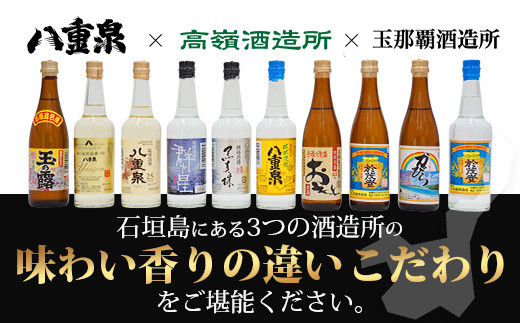 ミニサイズボトル石垣島の泡盛　島酒 味くらべ10本セット 【 沖縄 石垣島 八重山 泡盛 セット 八重泉酒造 高嶺酒造所 玉那覇酒造所】 R-30
