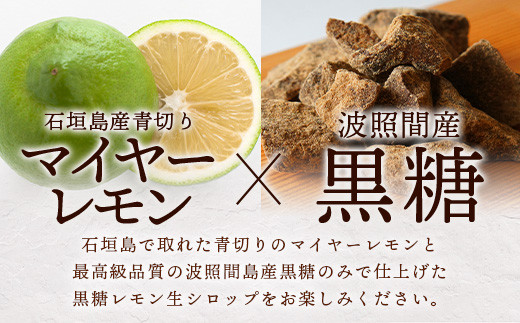 【先行受付】≪2026年10月～12月順次発送≫皮まで食べられる!? 黒糖レモン生シロップのみと果肉入りの200ml各1本の2本セット | 沖縄 石垣 黒糖 波照間 青切り レモン マイヤー メイヤー 果肉 生 シロップ | TF-52