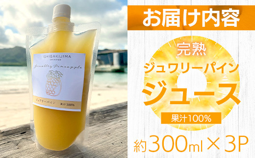 《2026年5月以降順次発送》完熟ジュワリーパイン果汁100％！！の濃厚ジュース300ml×3パックをお届け！【 沖縄県 石垣 完熟 パイン パイナップル ジュワリー 果汁 100％ 】TF-42_R8