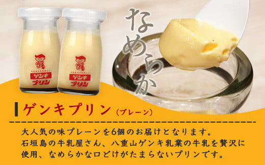 ゲンキプリン 6個 【プレーン 八重山ゲンキ乳業 お土産 観光 ゲンキくん ゲンキみるく 石垣島の牛乳屋さんのプリン】OP-1【島外不出のゲンキくん製品が返礼品に!!】【大人気の「ゲンキくん保冷バッグ」もお届け】
