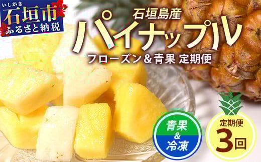 石垣島産パイナップル3回定期便【冷凍 通年販売 産地直送 沖縄県 石垣市 パイナップル  パイン ピーチパイン スナックパイン ゴールデンパイン 定期便】EF-10