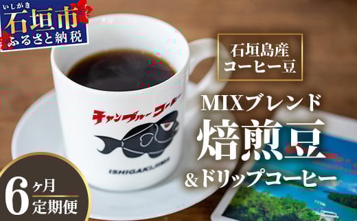 【6ヶ月定期便】石垣島産コーヒー豆MIXブレンド ドリップパック10個と焙煎豆100g×4袋セット | 沖縄県石垣市 沖縄 沖縄県 琉球 八重山 八重山諸島 石垣 石垣島 定期便 送料無料 コーヒー チャンプルー コロンビア ブラジル 豆 コーヒー豆 ドリップ 農産物 高級コーヒー IW-5