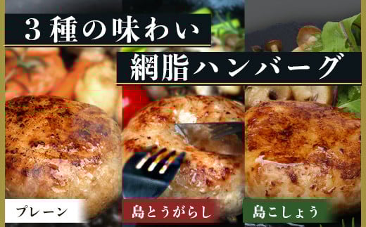 石垣島産 やえやまファームのアグー豚(南ぬ豚) 網脂ハンバーグ食べ比べセット(3種×各2個) (tokyoFMで紹介された「南ぬ豚(ぱいぬぶた)」です！♪) E-26 