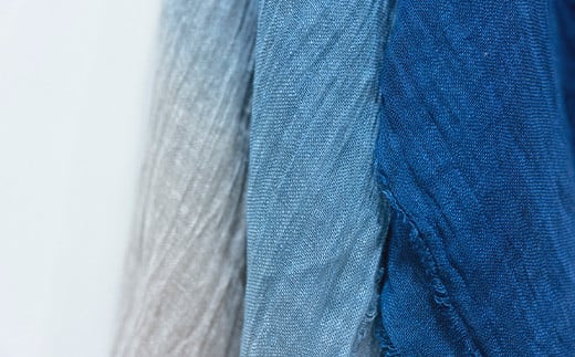 【石垣島の藍染工房】リネン 大判 ストール【カラー:グラデーション】KB-168-gra