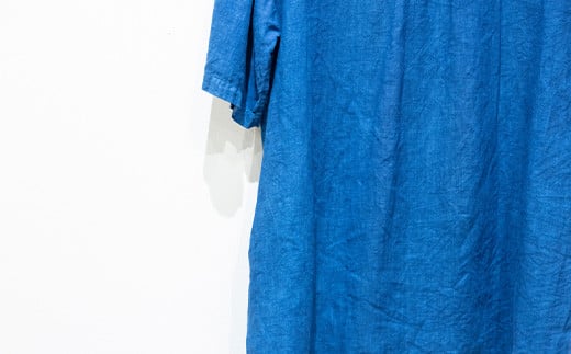 【石垣島の藍染工房】半袖シャツ【カラー:ブルー】【サイズ:Lサイズ】KB-166-1