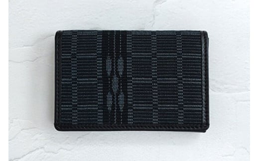 AZ-51-1 みんさー織 名刺入れ牛革(楕円ヒチガーラ　ブラック)