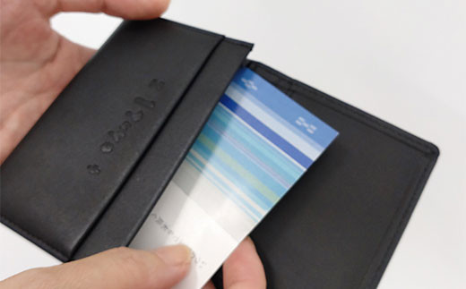 AZ-51-1 みんさー織 名刺入れ牛革(楕円ヒチガーラ　ブラック)