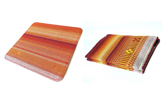 手織みんさマウスパッド（夕日）・名刺入れ（夕日）セット AI-29-1