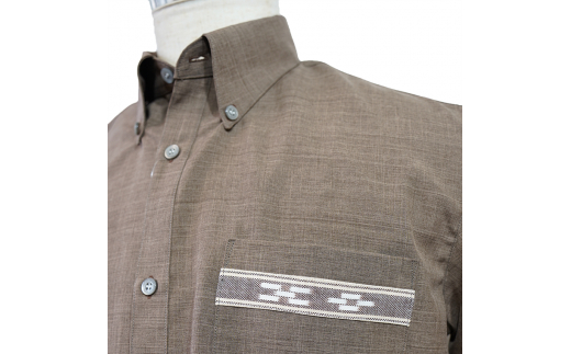 みんさウェア ボタンダウン（ココア） 男性用 LLサイズ AI-019