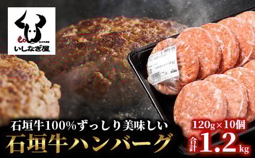 石垣牛ハンバーグ120g×10個【沖縄県 石垣市 高級 黒毛和牛 100％ 石垣牛 ビーフ ハンバーグ】AB-13-2