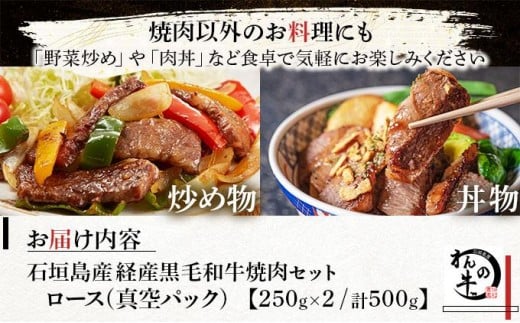 石垣島産経産黒毛和牛 焼肉セット【真空パック】 計 500g　NA-01