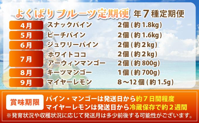 《年7回発送》島のおいしいを贅沢に！大満足のパイナップル4種とマンゴー2種、マイヤーレモンの定期便