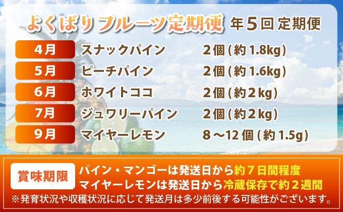 《年5回発送》パイナップル好きにおすすめ！大満足のパイナップル4品種＆マイヤーレモン定期便
