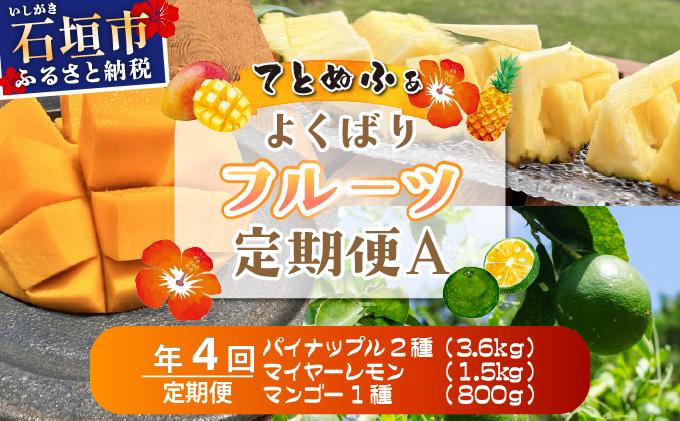 《年4回発送》島のおいしいを贅沢に！パイナップル2種とマンゴー、青切りマイヤーレモンのよくばり定期便