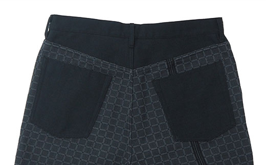 みんさー織 総手織りパンツ（楕円ヒチガーラ  ブラック）LLサイズ AZ-64-1