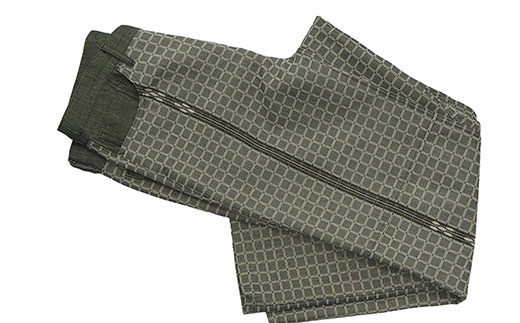 AZ-72 みんさー織 総手織りブルゾン＆パンツ（楕円ヒチガーラ  グレイッシュ）Lサイズ