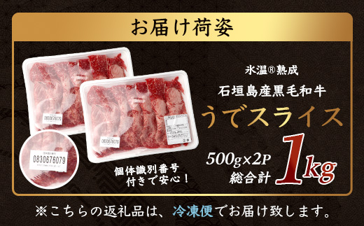 【氷温熟成】石垣島産 黒毛和牛 ウデスライス 500g×2【合計1kg】お肉 肉 牛肉 冷凍 すきやき すき焼き 牛丼 和牛 しゃぶしゃぶ 赤身 八重山食肉センター うで ウデ YC-1