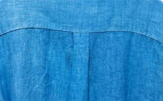 【石垣島の藍染工房】長袖シャツ【カラー:ブルー】【サイズ:XLサイズ】KB-163-1