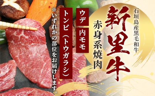 石垣島産 黒毛和牛 新里牛 赤身系焼き肉用 (300g×2) 合計600g（ウデ・ウチモモ・トウガラシから2つ）SZ-21