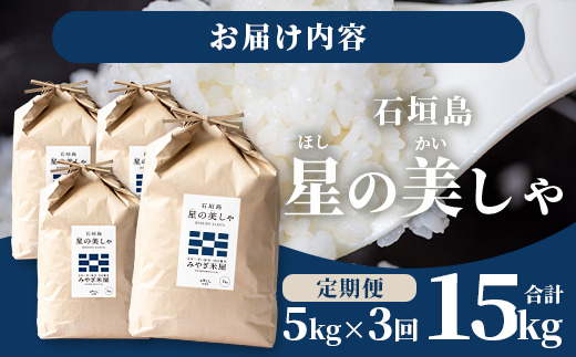【日本一早い新米】3カ月連続お届け 令和５年産 石垣島産 星の美しゃ（ほしのかいしゃ）15kg（5kg×3袋）MK-6