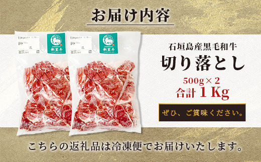 石垣島産 黒毛和牛 新里牛 多用途抜群！ 切落し (500g×2) 合計1kg SZ-12