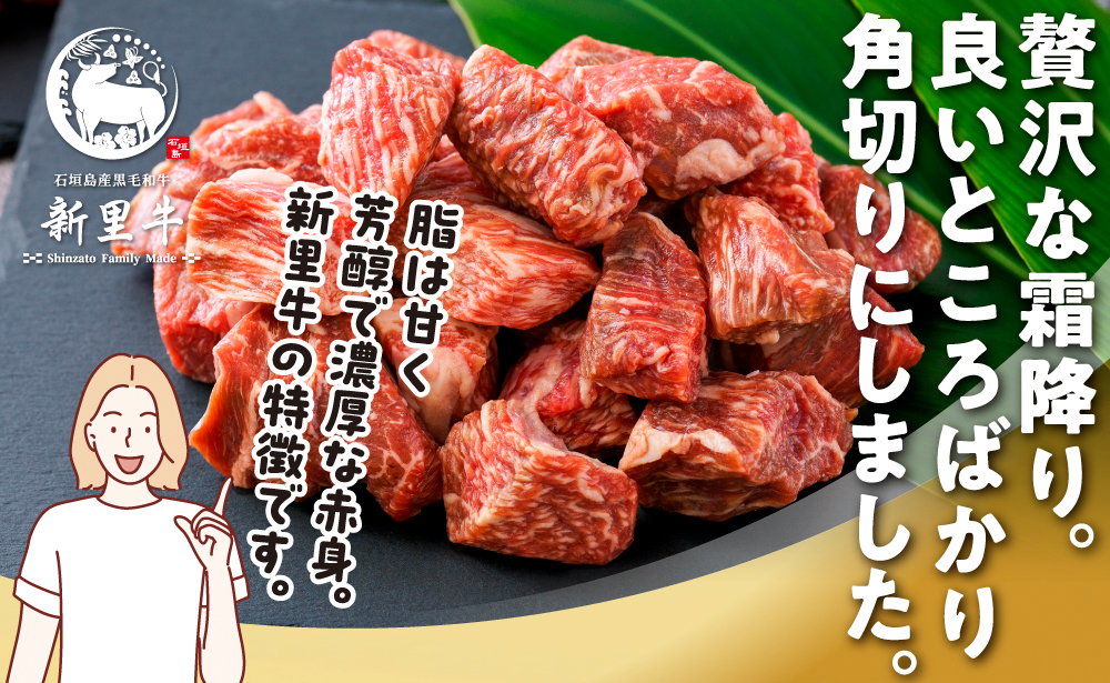 石垣島産 黒毛和牛 新里牛 多用途抜群！煮込み用贅沢角切り（500g×1） 500g カレー シチュー SZ-45