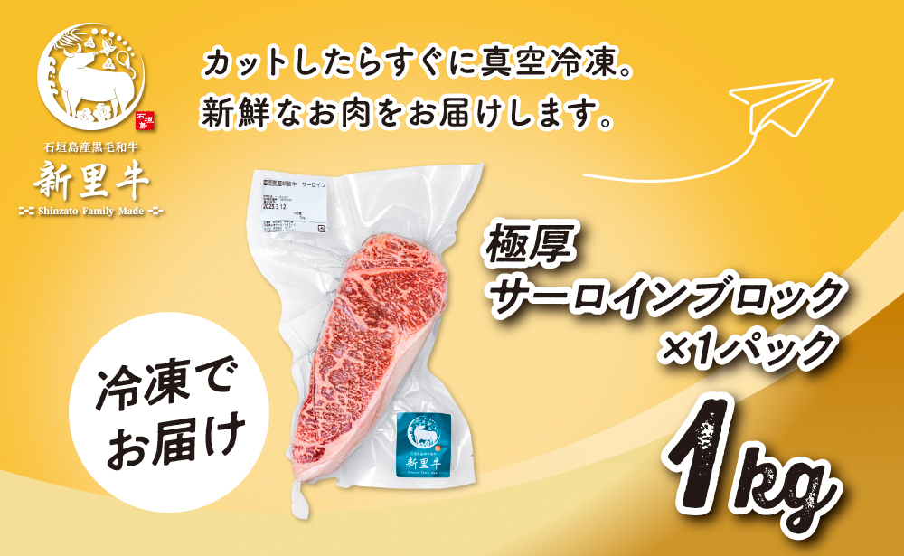 石垣島産 黒毛和牛 新里牛 極厚サーロインブロック（1kg×1）合計1kg SZ-27