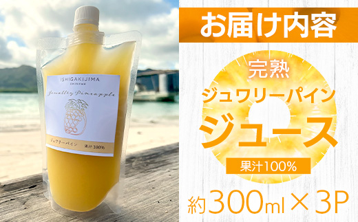 《2025年5月以降順次発送》完熟ジュワリーパイン果汁100％！！の濃厚ジュース300ml×3パックをお届け！【 沖縄県 石垣 完熟 パイン パイナップル ジュワリー 果汁 100％ 】TF-42